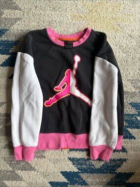 Jordan Black, White & Pink Jumpman Crewneck